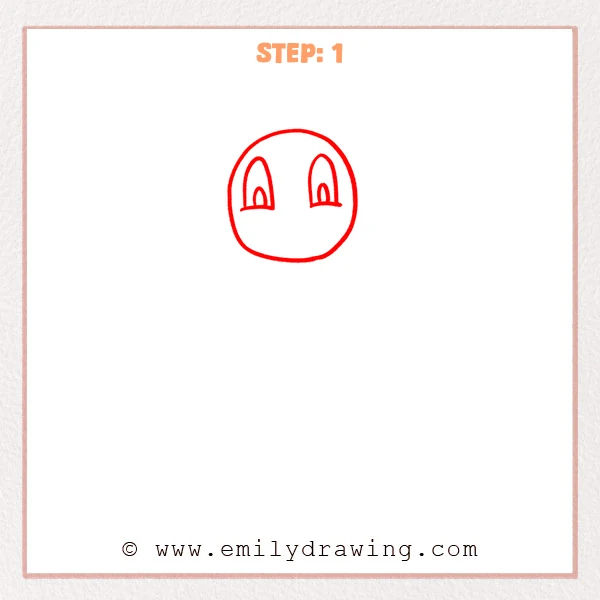 how to draw a cartoon clown - A cartoon clown head begins with a large circle and two tall arched eye shapes placed evenly inside.